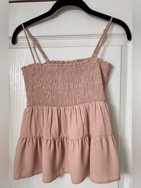 Vestique Blush Pink Smocked Tiered Camisole
